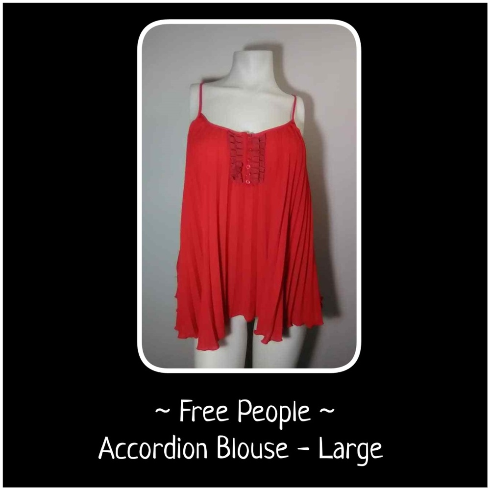 Free People Accordion Spaghetti Strap Blouse Large